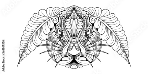 Vector illustration of a rabbit drawn in a decorative style