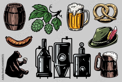 Set of elements for oktoberfest beer festival
