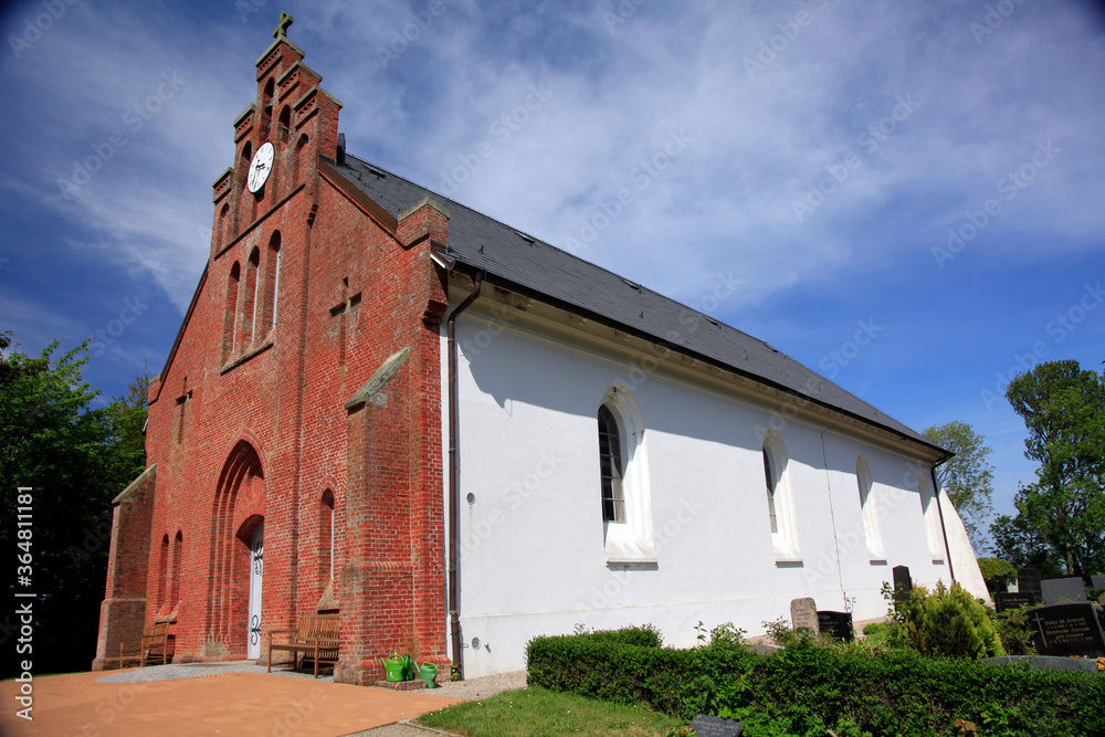Fototapeta premium Kirche, Neue Kirche, Religion, Protestantisch, Pellworm, Schleswig-Holstein, Deutschland, Europa