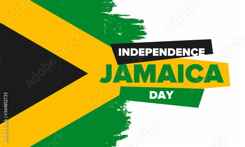 Jamaica Independence Day. Independence of Jamaica. Holiday, celebrated annual in August 6. Jamaica flag. Patriotic element. Poster, greeting card, banner and background. Vector illustration