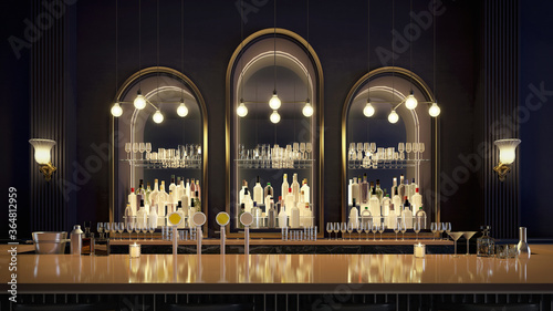 Bar counter.Modern classic style interior.3d rendering