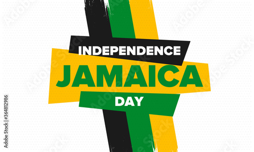 Jamaica Independence Day. Independence of Jamaica. Holiday, celebrated annual in August 6. Jamaica flag. Patriotic element. Poster, greeting card, banner and background. Vector illustration