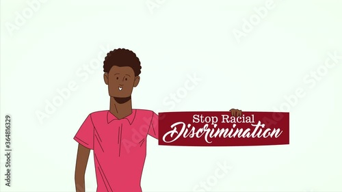 stop the racism campaign with afro man liftin label photo