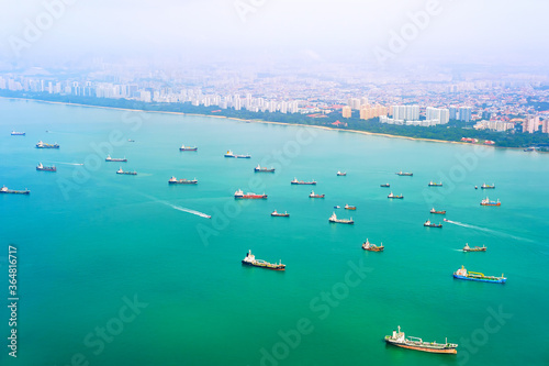 Cargo ships commercial port Singapore