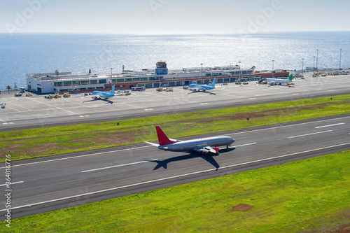 Airplane taking off Madeira...