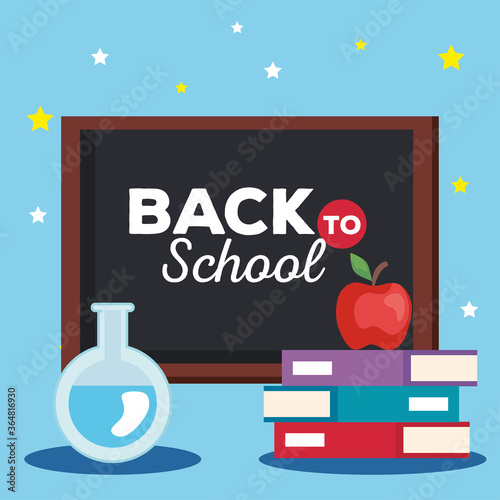 board books apple and flask design, Back to school eduacation class lesson theme Vector illustration photo