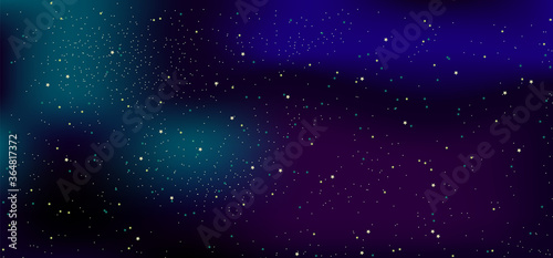 Space. Stars and galaxies. Night sky. Universe, black background, gradient. Vector