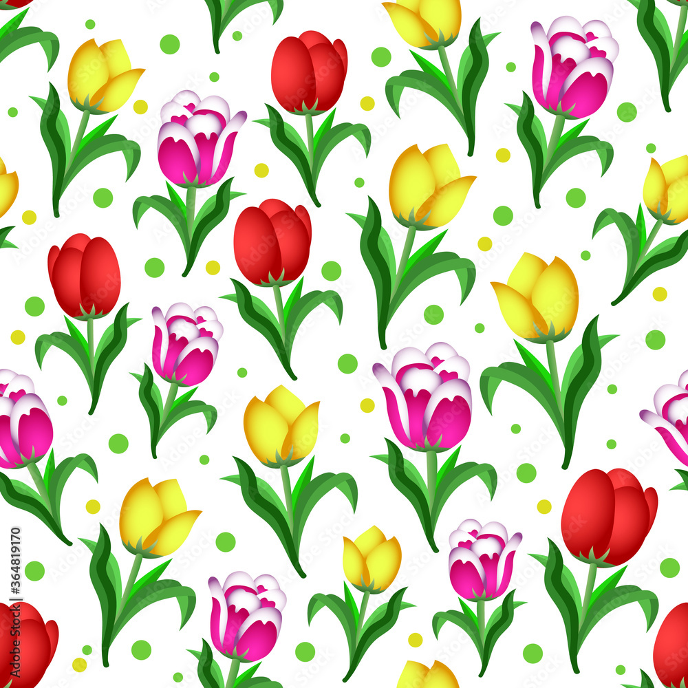 tulip flowers vector pattern