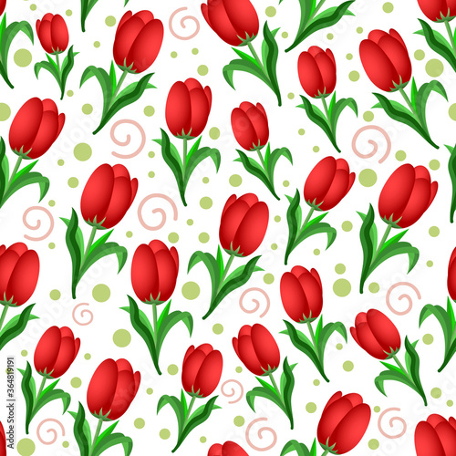 red tulip vector pattern