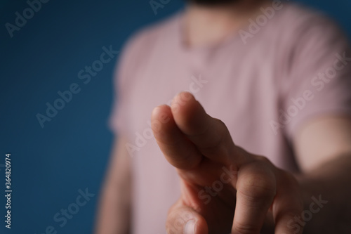 A man pressing button. Innovation technology internet business concept. Space for text.