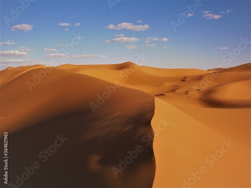 Beautiful View of  Dunes of Sahara Desert in Morocco
