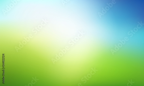 Abstract Natural blurred background. Green gradient backdrop with sunlight. Ecology concept for your graphic design, banner or poster. Vector illustration
