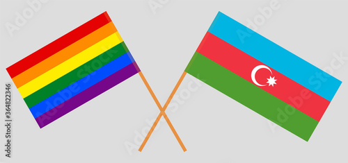Crossed flags of LGBT and Azerbaijan