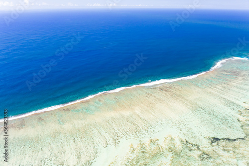 Aerial view of coral reef from the Helicopter, Mauritius, Africa
