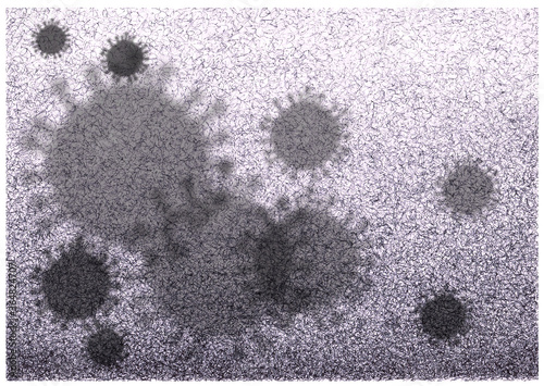 Coronavirus on the black background