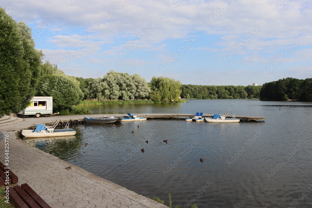 famous park in Minsk with river at summertime