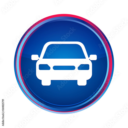 Car icon silky blue round button aqua design illustration