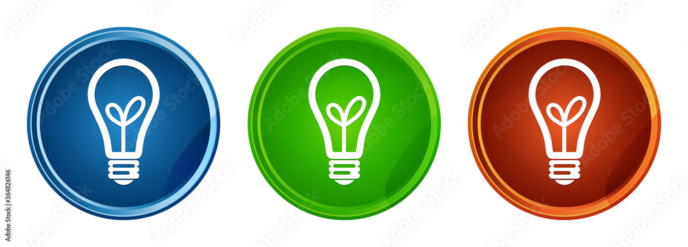 Bulb icon stylish round button set glass design