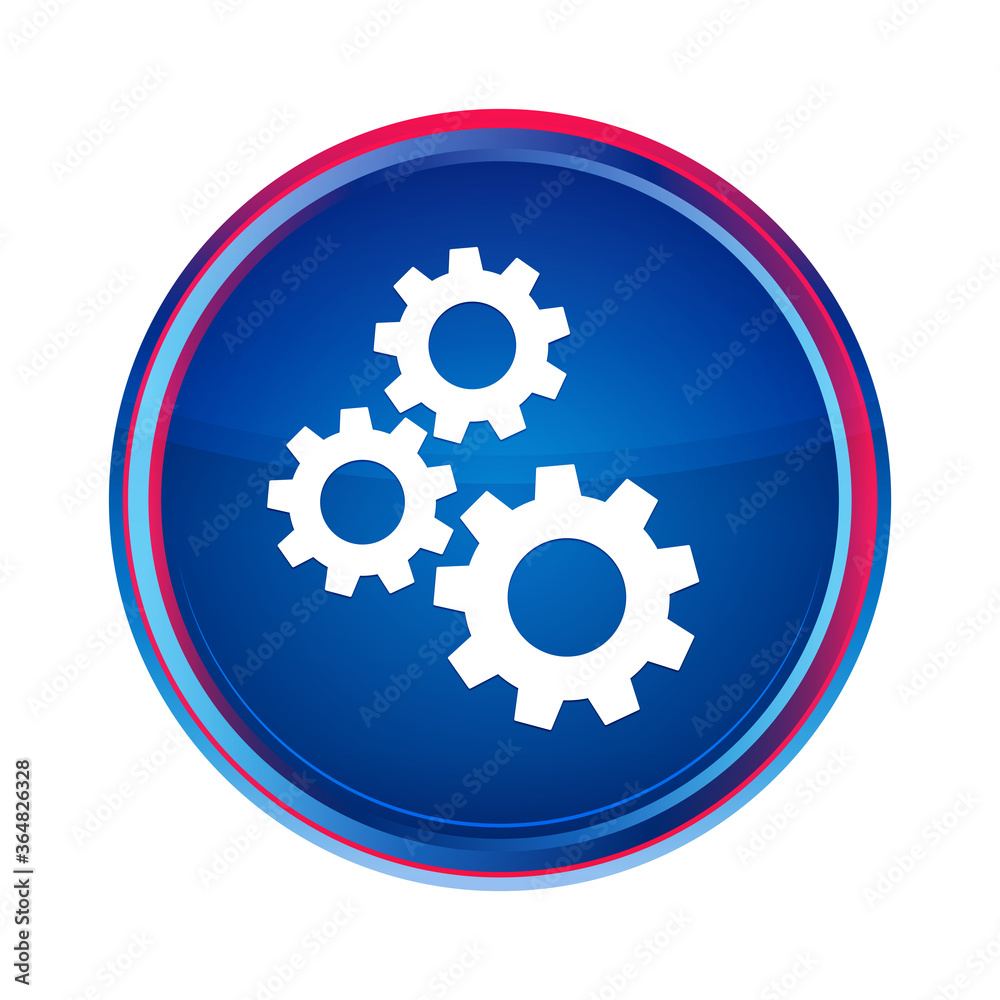 Gears icon silky blue round button aqua design illustration Gears icon silky blue round button aqua design illustration