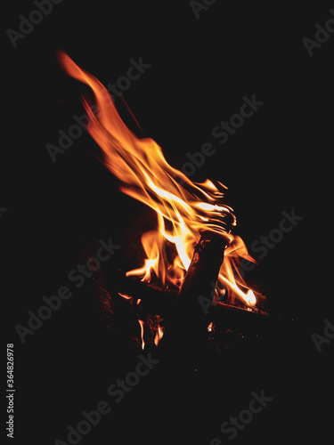 fire on a black background