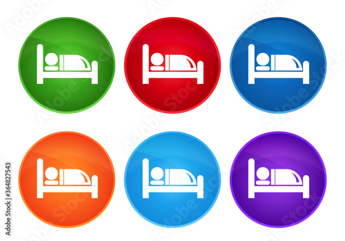 Hotel bed icon super round button set glass design