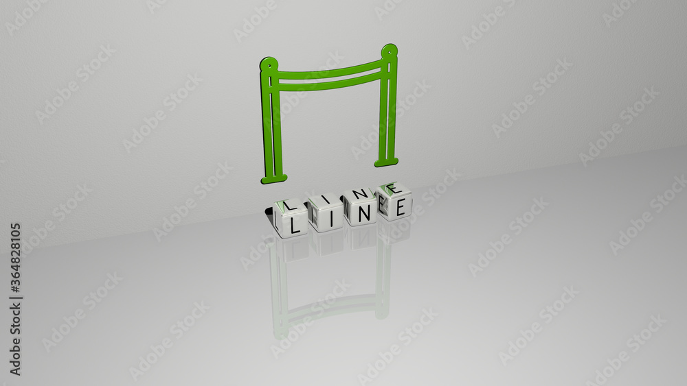 3D graphical image of line vertically along with text built by metallic cubic letters from the top perspective, excellent for the concept presentation and slideshows. illustration and icon