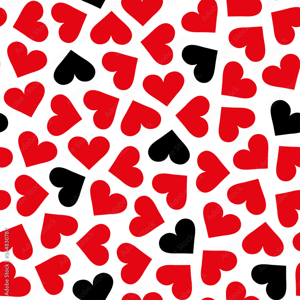 Red and black heart pattern on white background Red and black heart pattern on white background