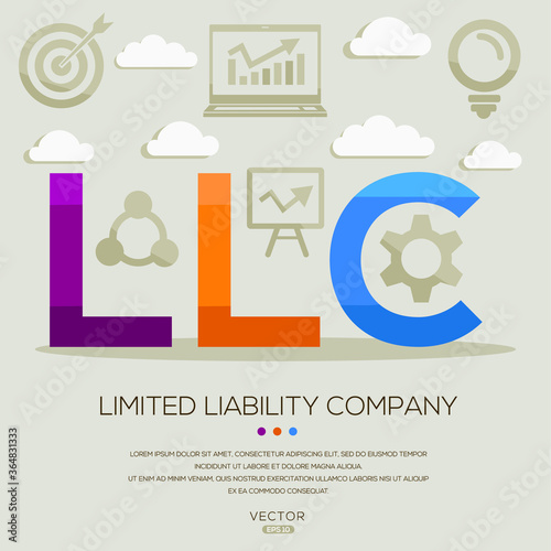 LLC mean (limited liability company) ,letters and icons,Vector illustration.
