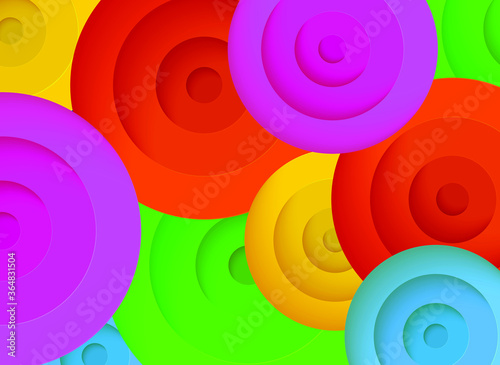 Abstract illustration, banner, poster, background, print, cut paper, multicolor circles. Modern concept for your design.
