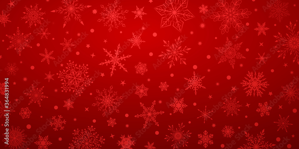 Christmas background with various complex big and small snowflakes, in red colors Christmas background with various complex big and small snowflakes, in red colors