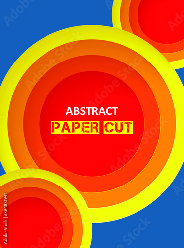 Abstract illustration, banner, poster for print, cut paper, multicolor circles. Modern concept for your design.