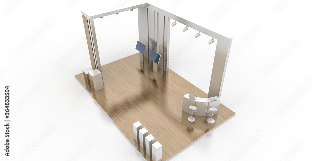 Empty exhibition booth, copy space illustration, original design 3d rendering