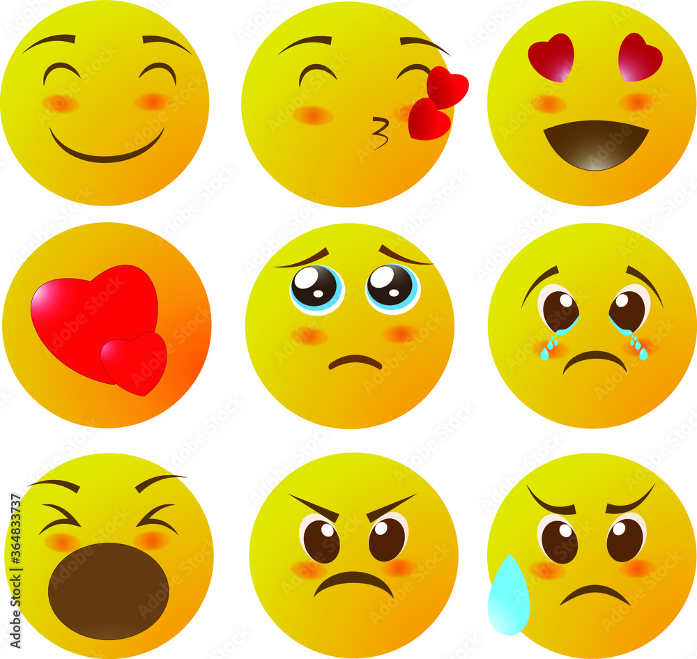vector illustration en 3d ,set of emoji face for social media and web. vector illustration en 3d ,set of emoji face for social media and web.