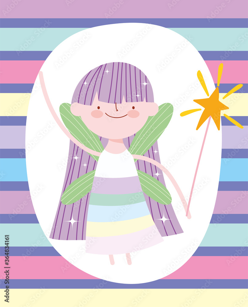 little fairy princess adorable with magic wand tale cartoon little fairy princess adorable with magic wand tale cartoon