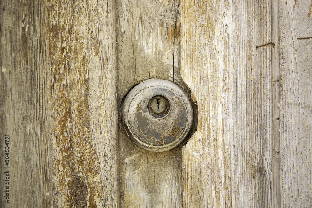 Lock on wooden door Lock on wooden door