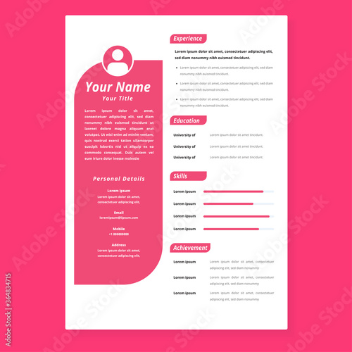 Professional CV resume template design and letterhead / cover letter - vector minimalist. Nice design resume template for a good job. Experience, education, skills, achievement and personal detail. 