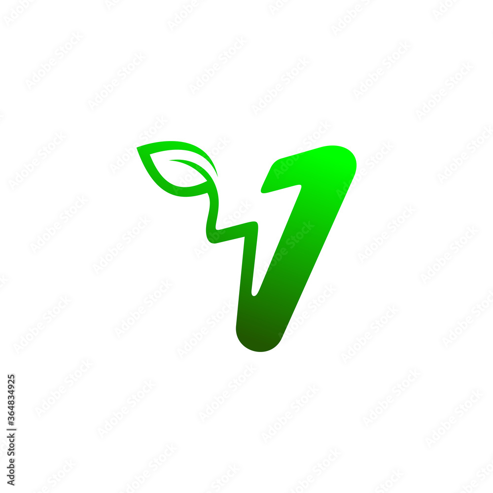 volt that formed leaf and letter v abstract volt that formed leaf and letter v abstract