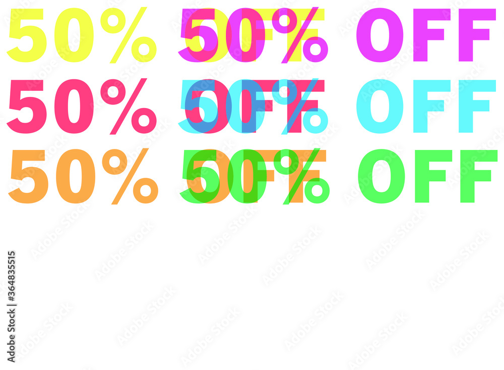50% off colourful background vector