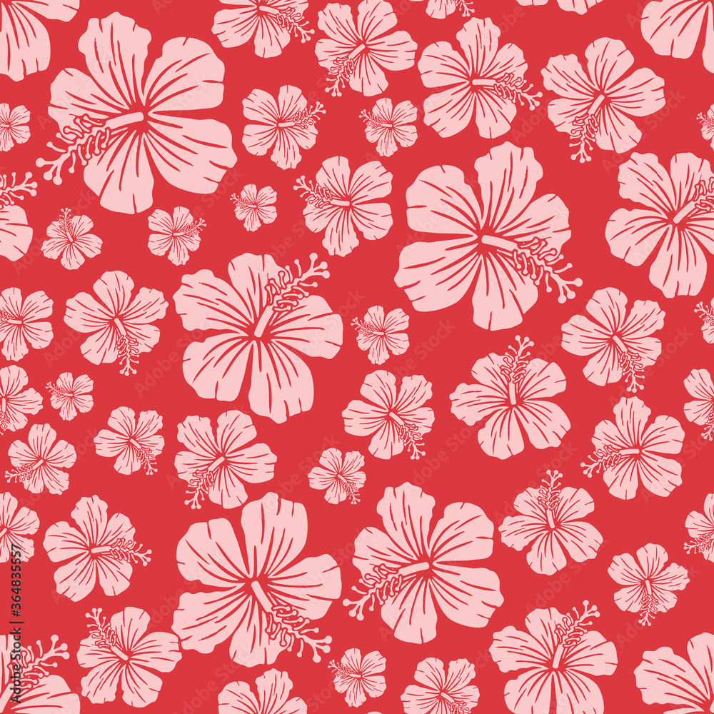 Random hibiscus flower seamless repeat pattern background Random hibiscus flower seamless repeat pattern background