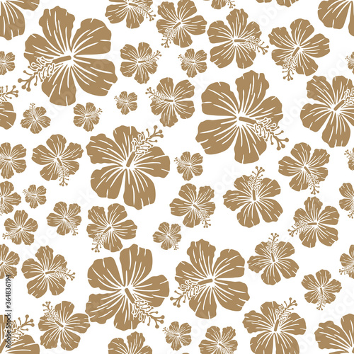Random hibiscus flower seamless repeat pattern background 