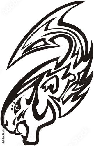 Wallpaper Mural Lion head in the fish form. Vertical image of a lion's head with an arrow in tribal style for tattoos, textiles, prints, labels, etc. Black and White Torontodigital.ca