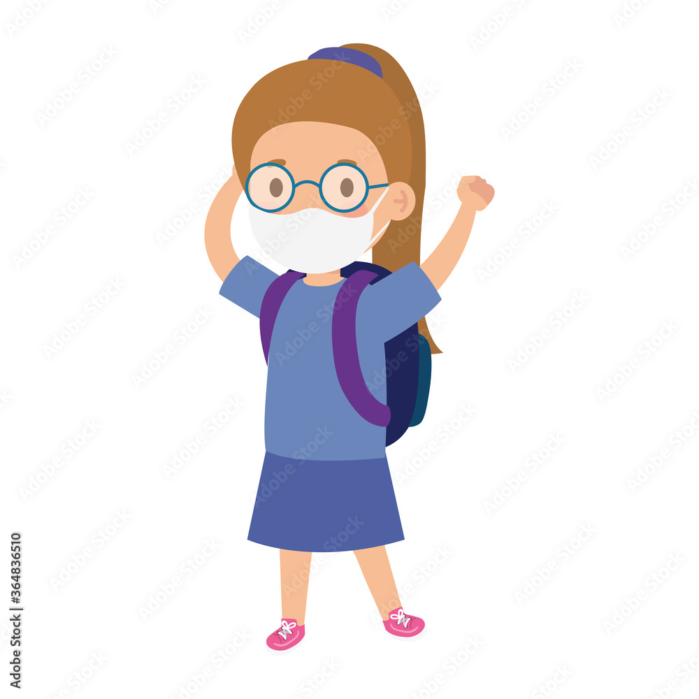 cute girl student wearing medical mask to prevent coronavirus covid 19 with school bag vector illustration design cute girl student wearing medical mask to prevent coronavirus covid 19 with school bag vector illustration design