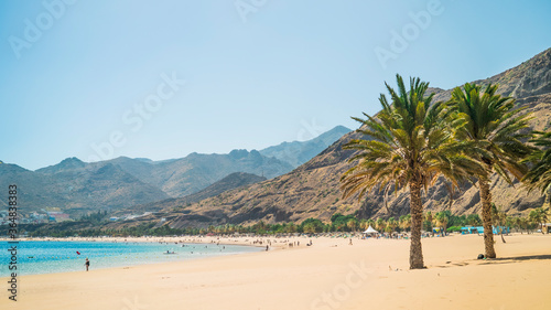 Playa de Las Teresitas, an artificial, white sand, tourist beach located north of the village of San Andrés, Santa Cruz de Tenerife in Tenerife, Spain. photo