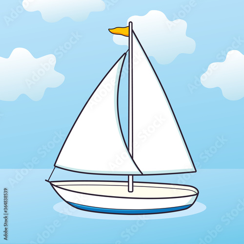 Sailboat or sailing yacht at sea