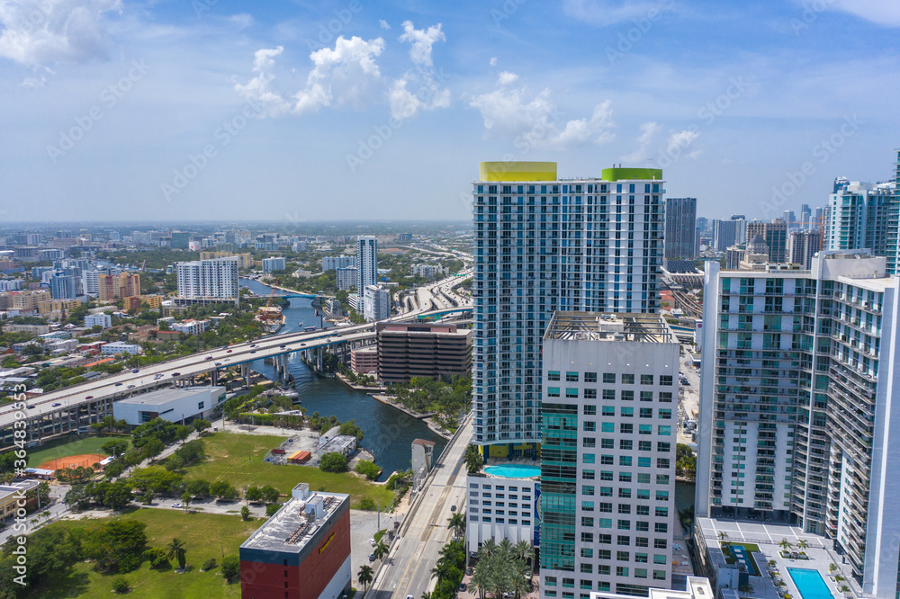 Downtown, Brickell, Metro Rail, Marlins Stadium, Miami River 5464x3640