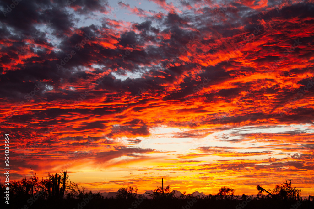 red sunset sky