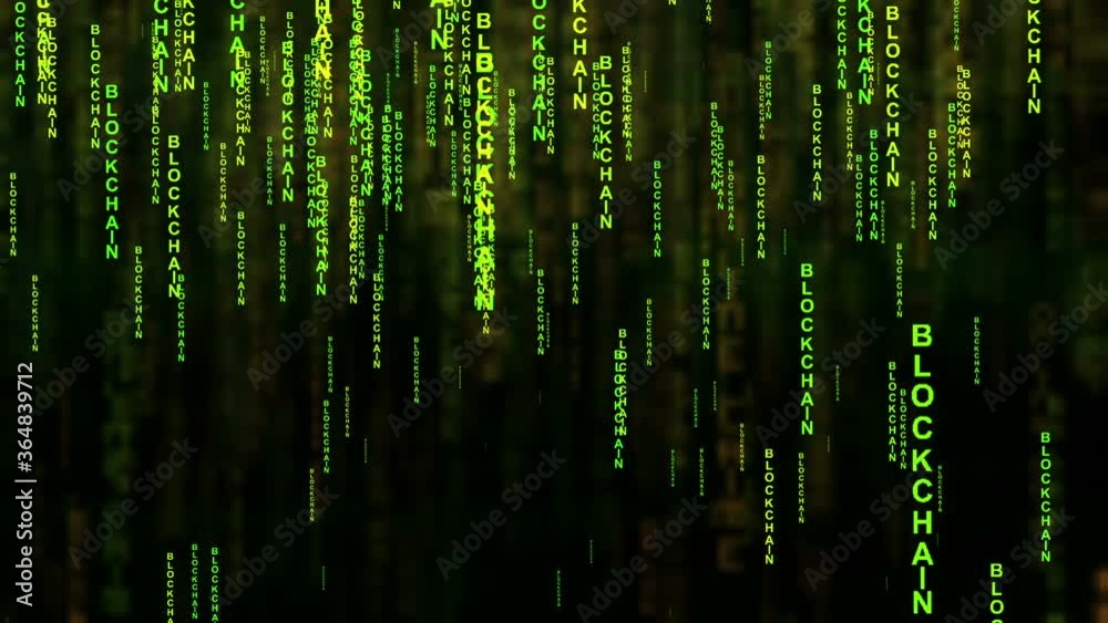 Blockchain text matrix style concept Blockchain text matrix style concept