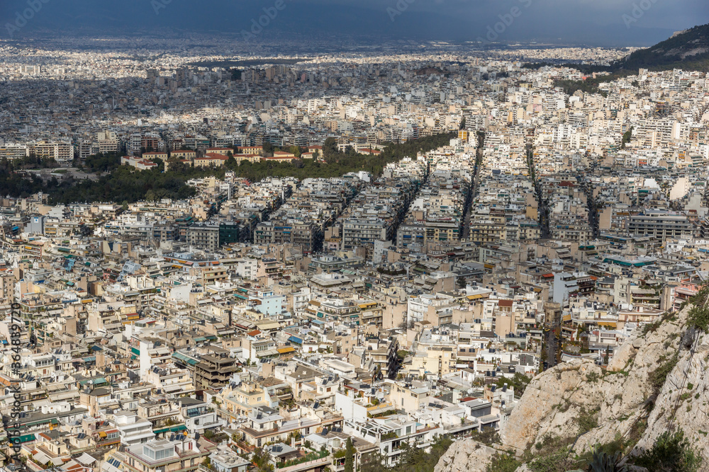 View of the city of Athens from Lycabettus hill, Greece