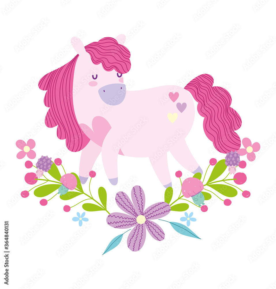 little unicorn flowers fantasy magic animal cartoon little unicorn flowers fantasy magic animal cartoon