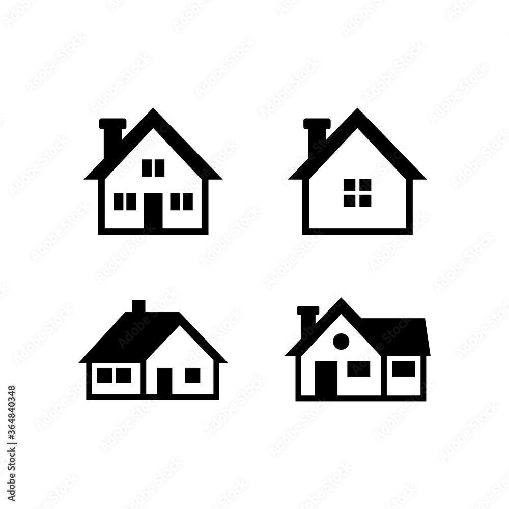 Set of home icons isolated on white background, vector illustration